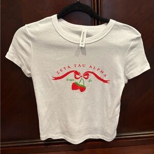 Bella Canvas White Tee with Red Strawberry & Ribbon Graphic